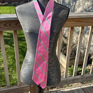 Lilly Pulitzer Pink Striped Silk Tie with Green & White Accents